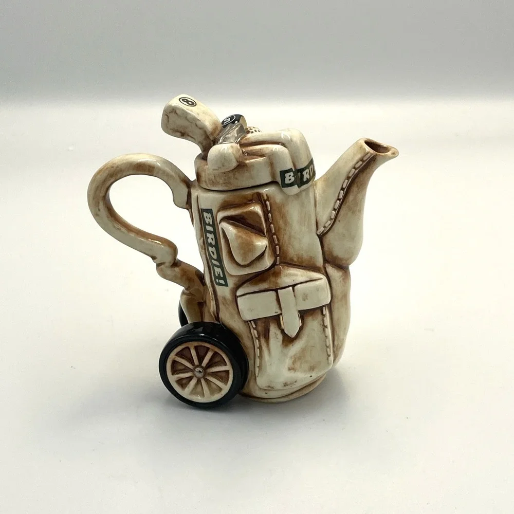 Vtg Paul Cardew Golf Trolley Bag Teapot 1 c Novelty Retro Golfer Links